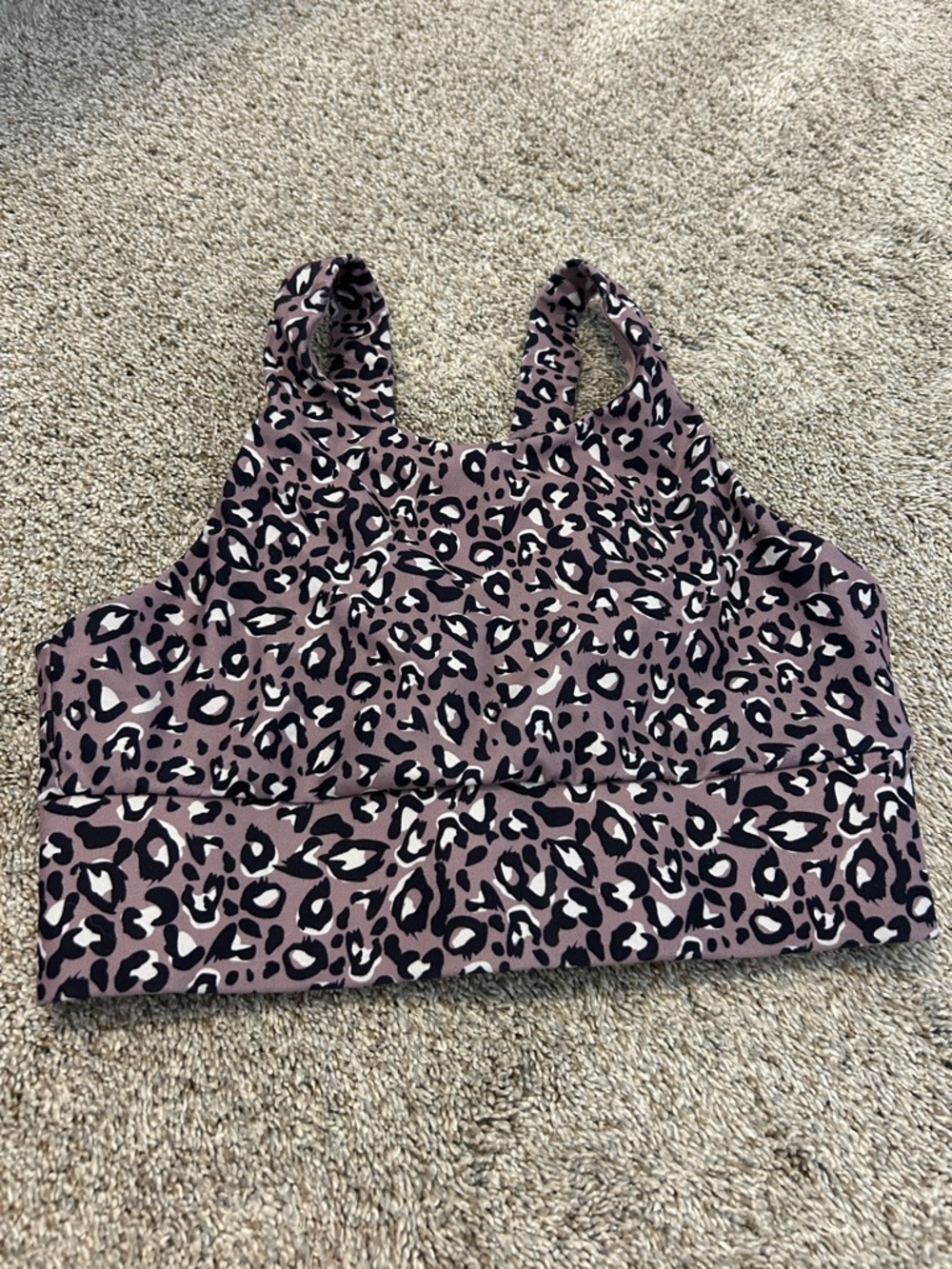 Leopard Print Sports Bra - Dusty Mauve & Black